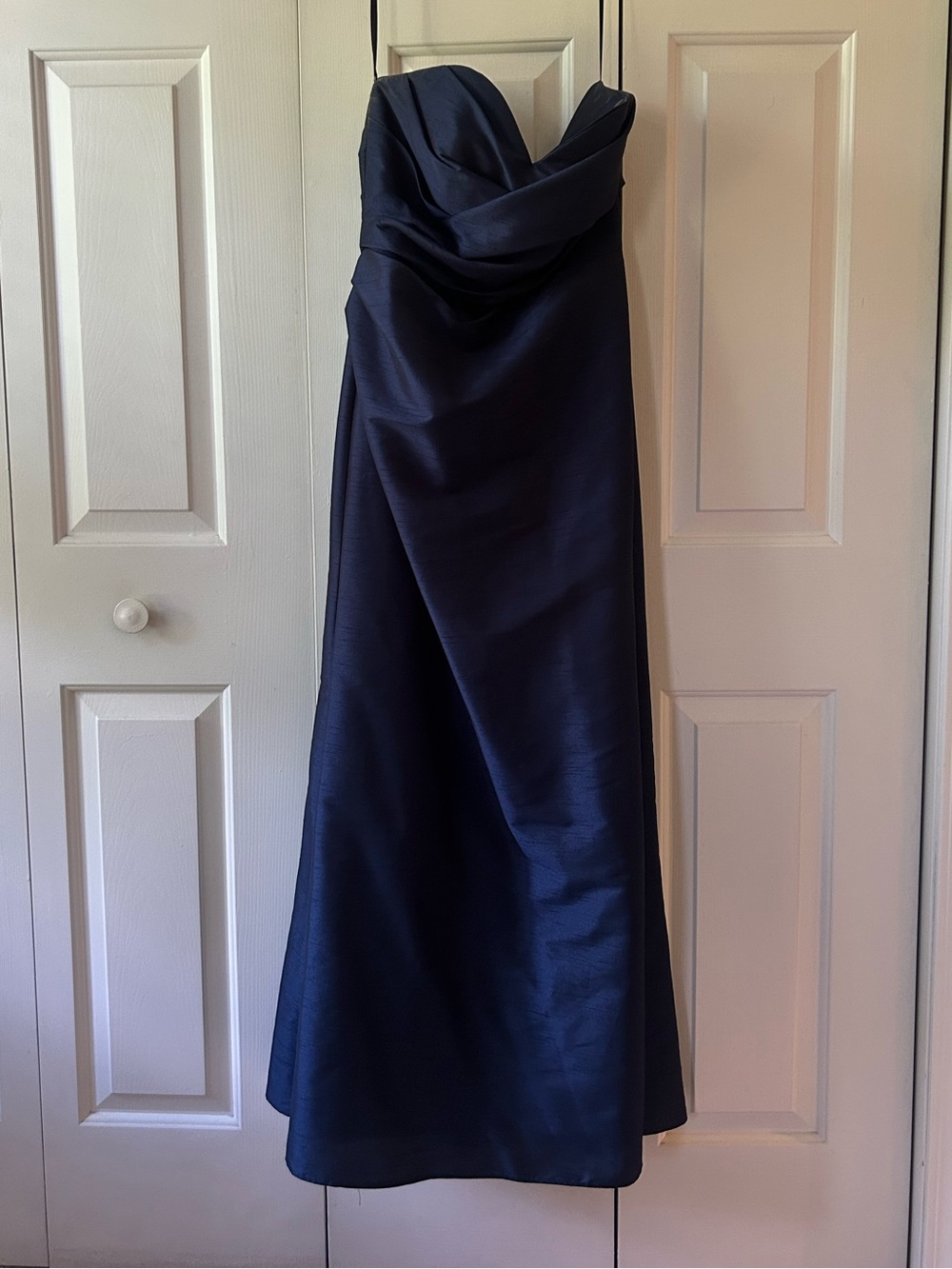 Navy Blue Strapless Evening Gown